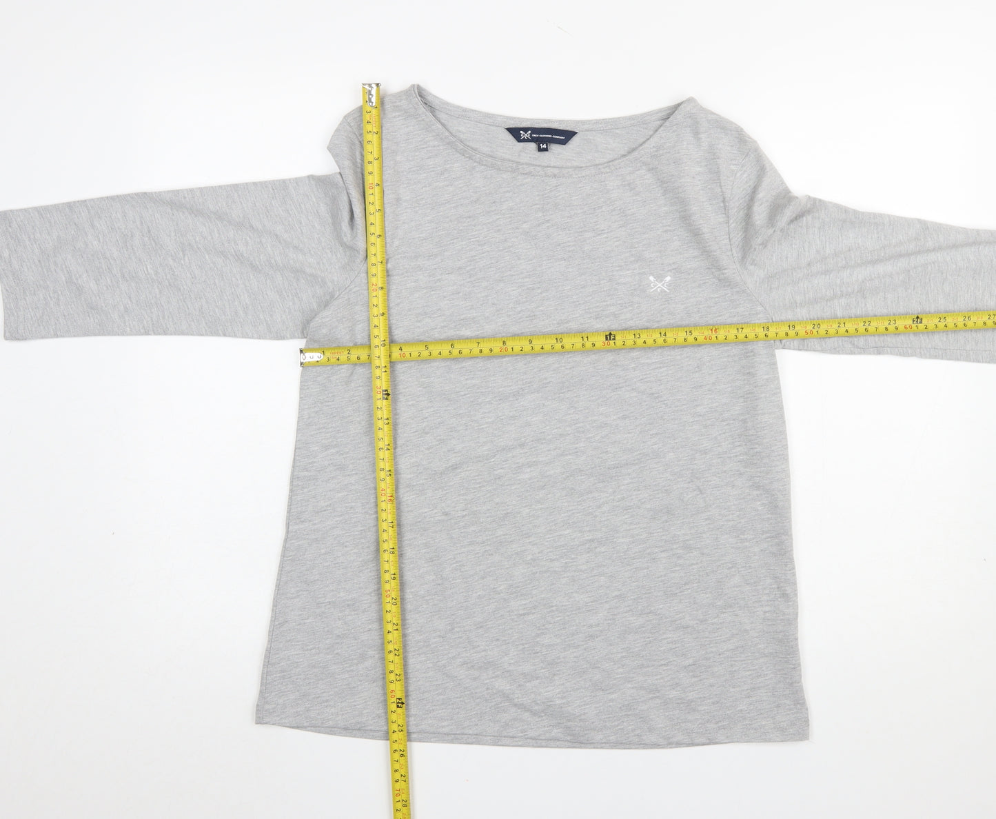 Crew Clothing Women’s Grey 3/4 Sleeve Boat Neck Jersey T-Shirt Size 14