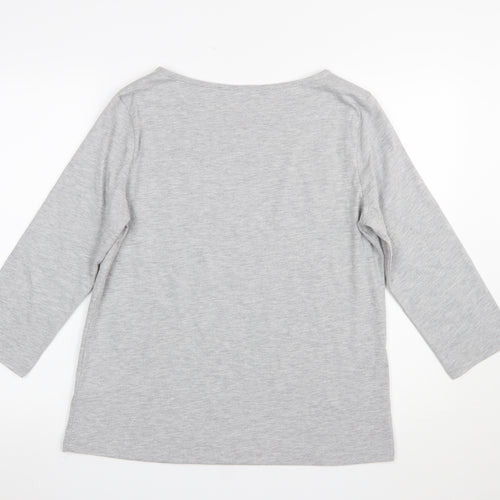 Crew Clothing Women’s Grey 3/4 Sleeve Boat Neck Jersey T-Shirt Size 14
