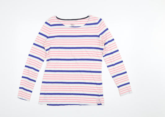 Boden Women’s Pink Blue Striped Long Sleeve Cotton T-Shirt UK 10