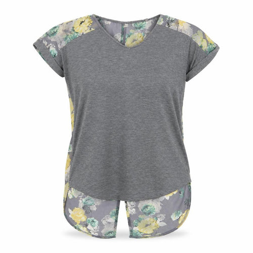 Next Women Grey Floral Back Short Sleeve Cotton T-Shirt Size 10