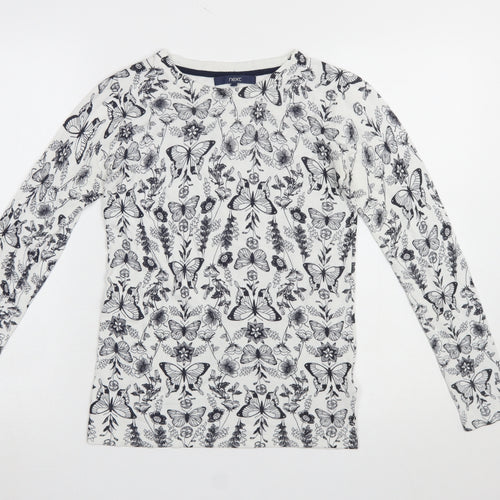 Next Women's White Butterfly Print Long Sleeve Pullover Jumper Size 8