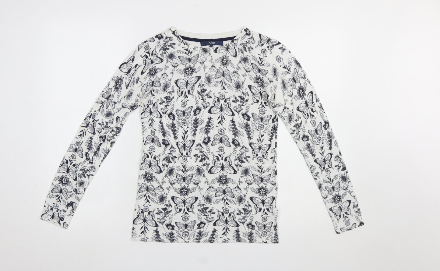 Next Women's White Butterfly Print Long Sleeve Pullover Jumper Size 8