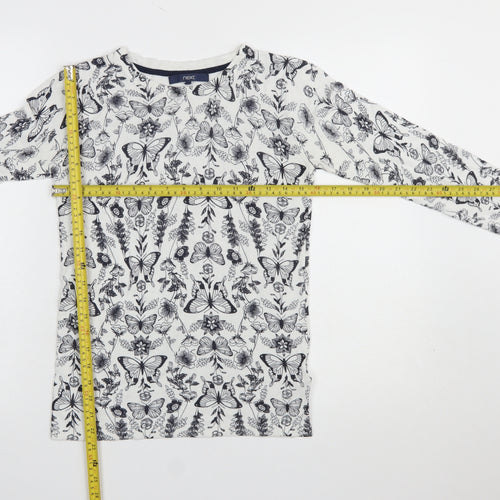 Next Women's White Butterfly Print Long Sleeve Pullover Jumper Size 8