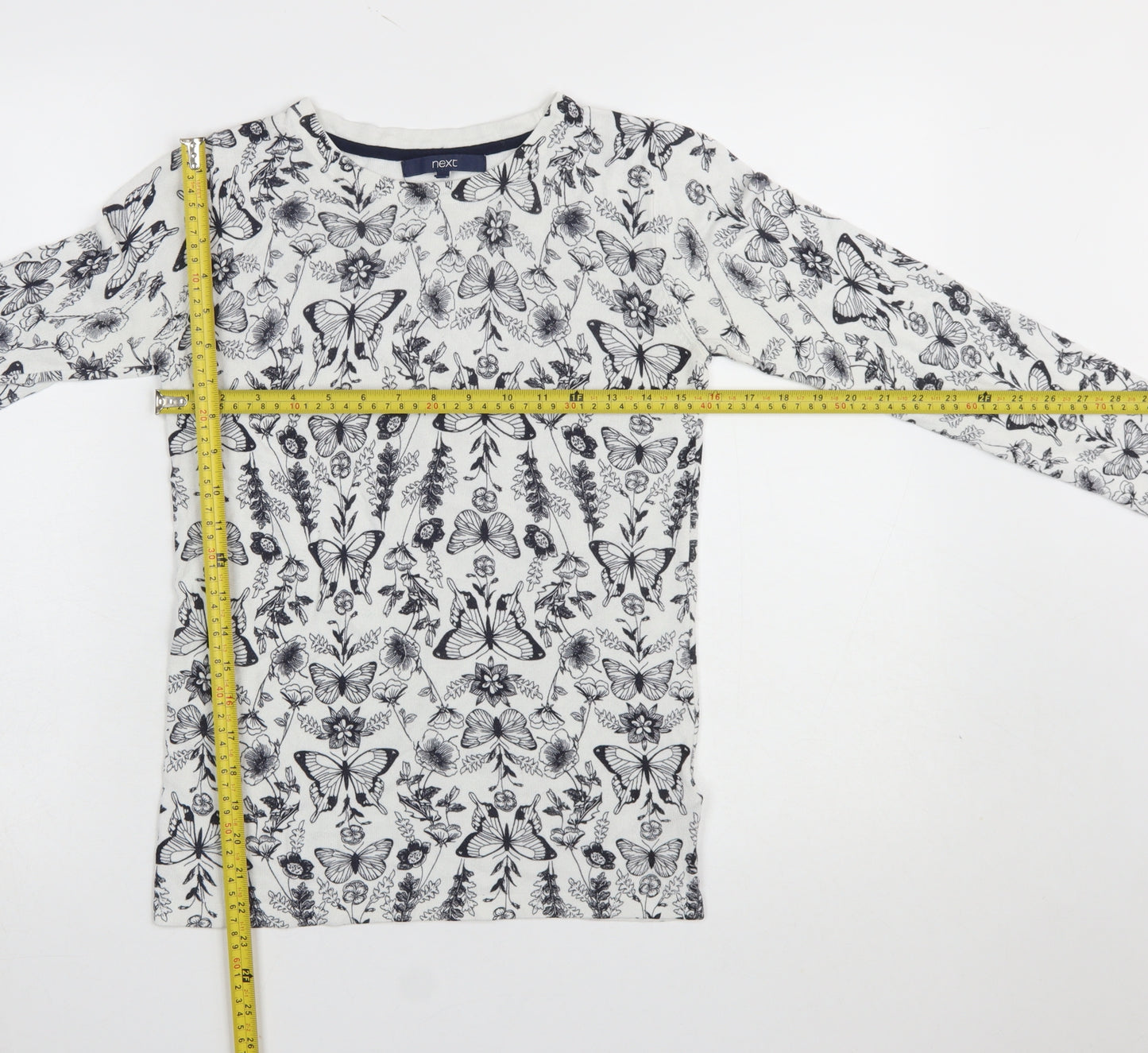 Next Women's White Butterfly Print Long Sleeve Pullover Jumper Size 8