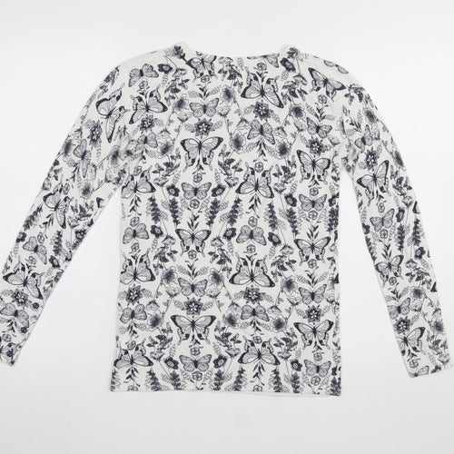 Next Women's White Butterfly Print Long Sleeve Pullover Jumper Size 8