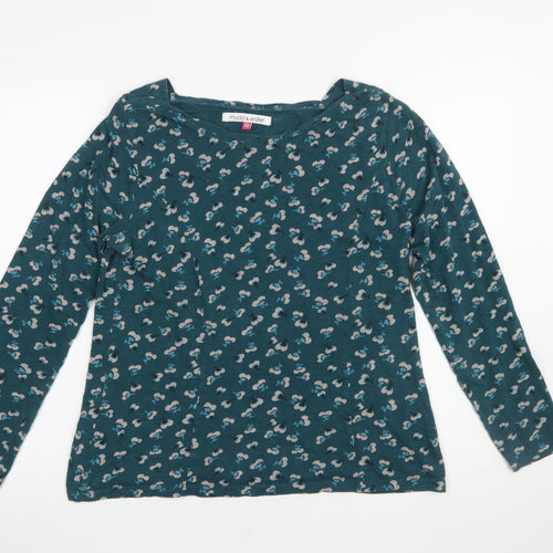 Mudd & Water Women's Green Floral Long Sleeve Organic Cotton T-Shirt Size 14