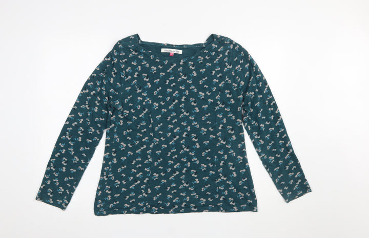 Mudd & Water Women's Green Floral Long Sleeve Organic Cotton T-Shirt Size 14