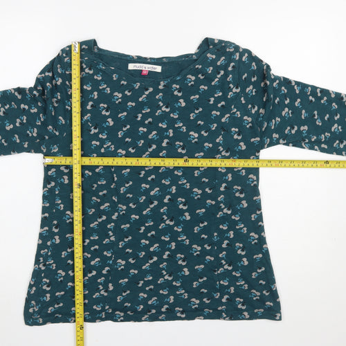Mudd & Water Women's Green Floral Long Sleeve Organic Cotton T-Shirt Size 14