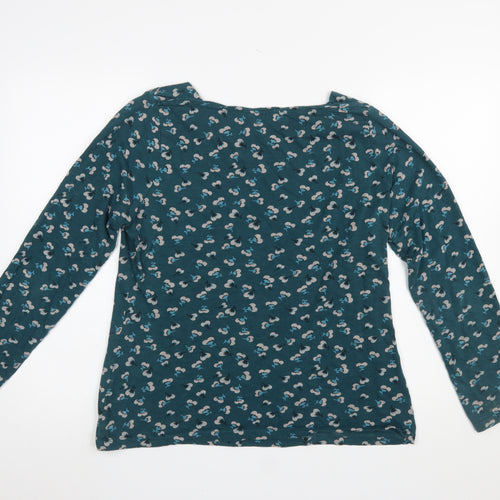 Mudd & Water Women's Green Floral Long Sleeve Organic Cotton T-Shirt Size 14