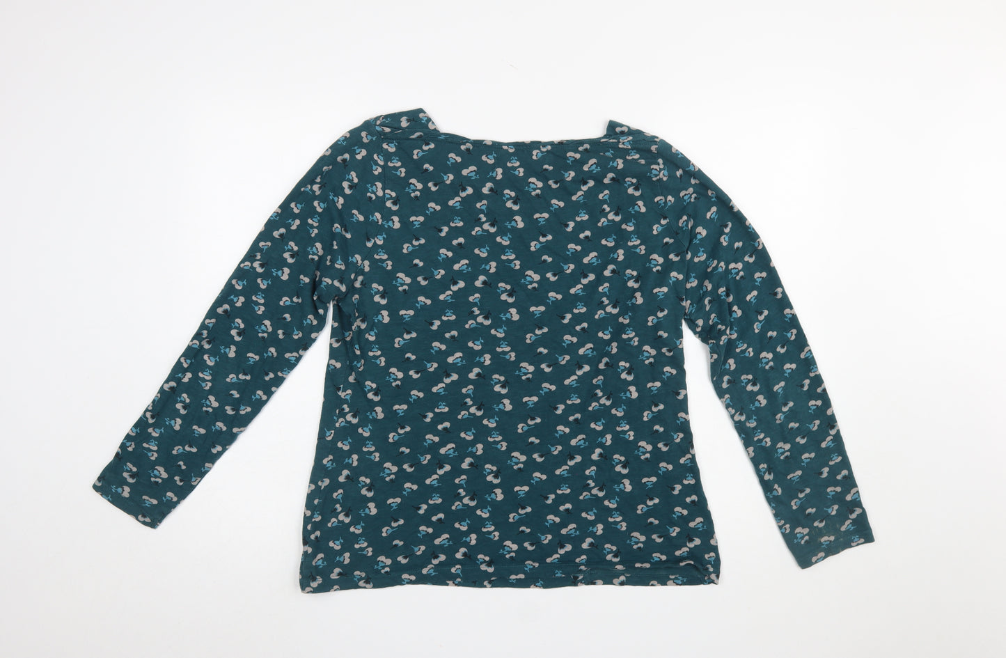 Mudd & Water Women's Green Floral Long Sleeve Organic Cotton T-Shirt Size 14