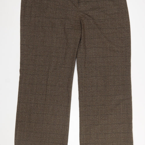 TU Women Brown Check Dress Pants Size 20 Plus Straight Leg Trousers