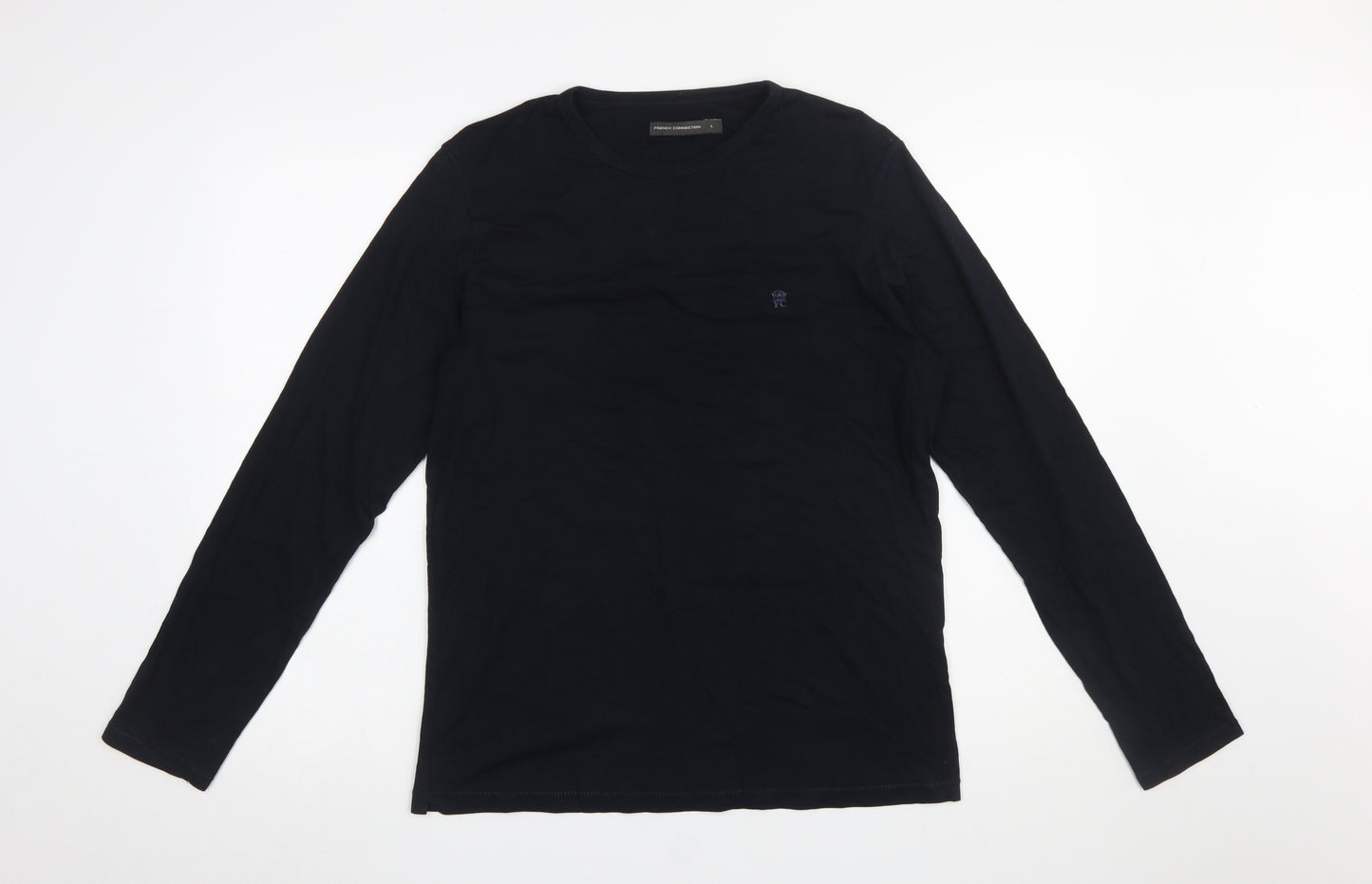 French Connection Men's Black Long Sleeve Cotton T-Shirt L