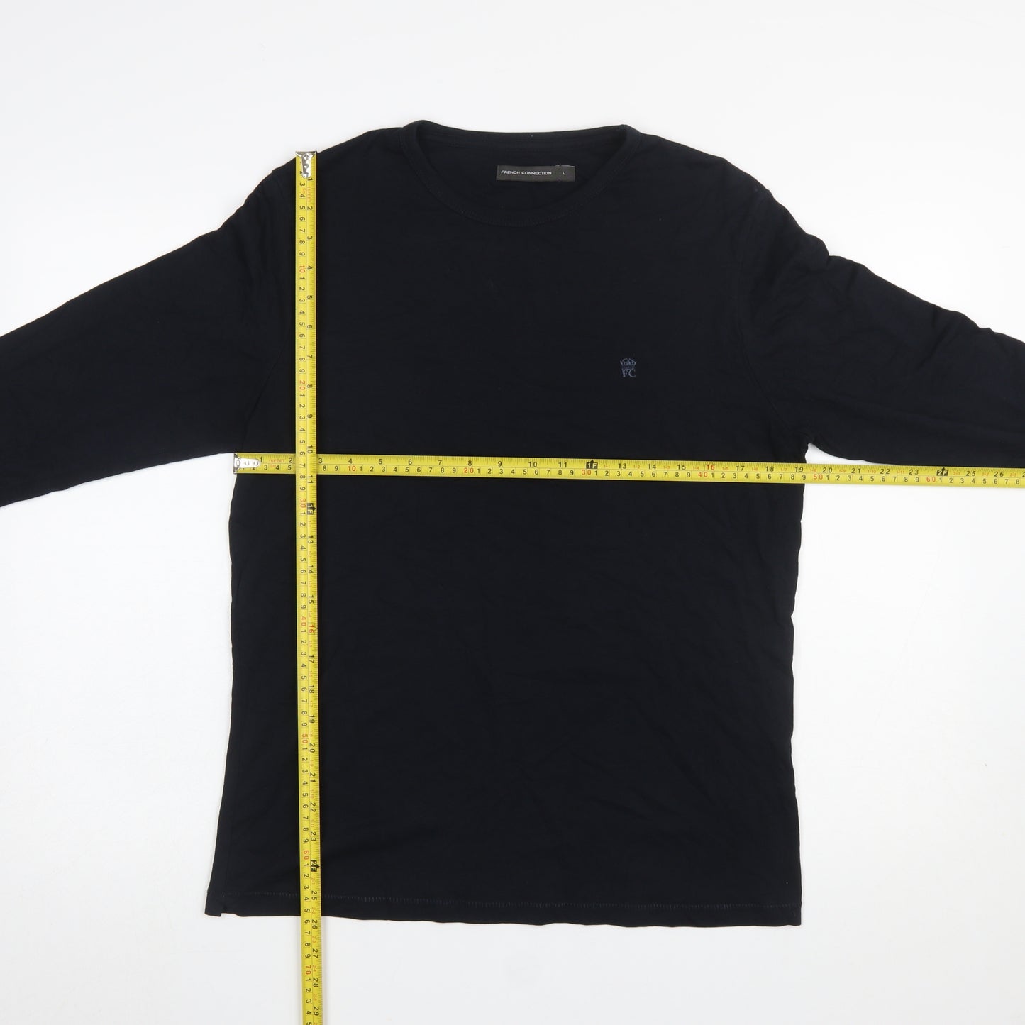 French Connection Men's Black Long Sleeve Cotton T-Shirt L