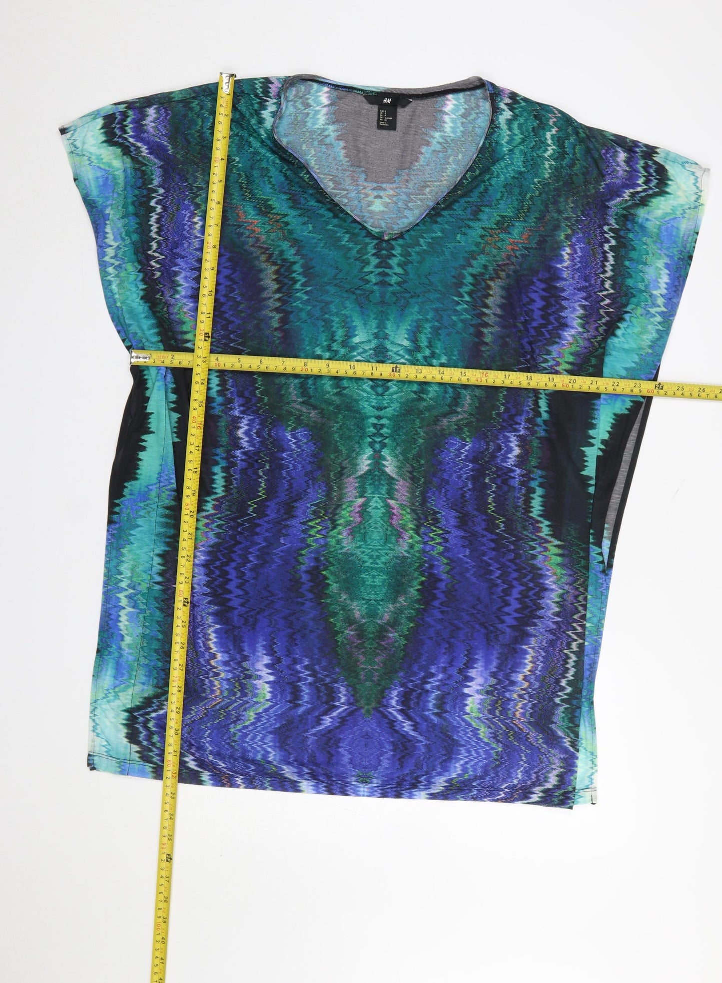 H&M Women’s Multicoloured V-Neck Tunic Top Size S
