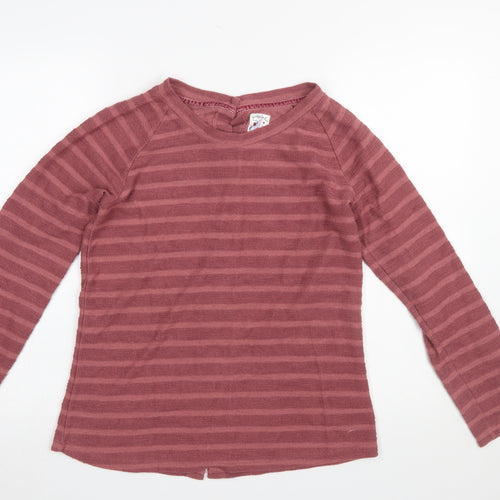 Mantaray Women’s Pink Striped Button Back Long Sleeve Sweatshirt Size 12