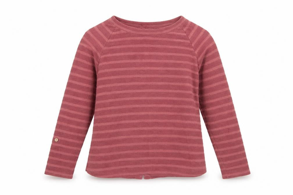 Mantaray Women’s Pink Striped Button Back Long Sleeve Sweatshirt Size 12