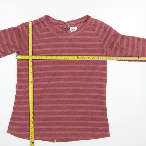 Mantaray Women’s Pink Striped Button Back Long Sleeve Sweatshirt Size 12