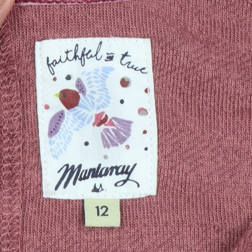 Mantaray Women’s Pink Striped Button Back Long Sleeve Sweatshirt Size 12