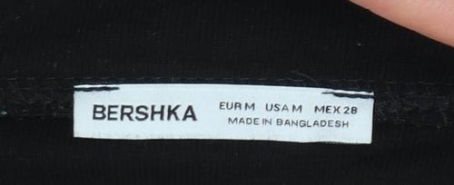 Bershka Women Black Off the Shoulder Long Sleeve Button-Up Top