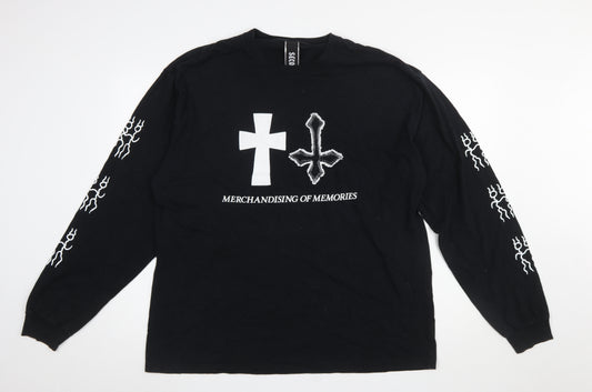 Second Best Men's Black XL Long Sleeve Gothic Graphic T-Shirt