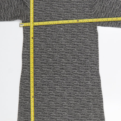 Topshop Tall Women's Grey Striped Tunic Top UK 8 3/4 Sleeve