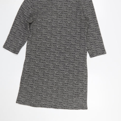 Topshop Tall Women's Grey Striped Tunic Top UK 8 3/4 Sleeve