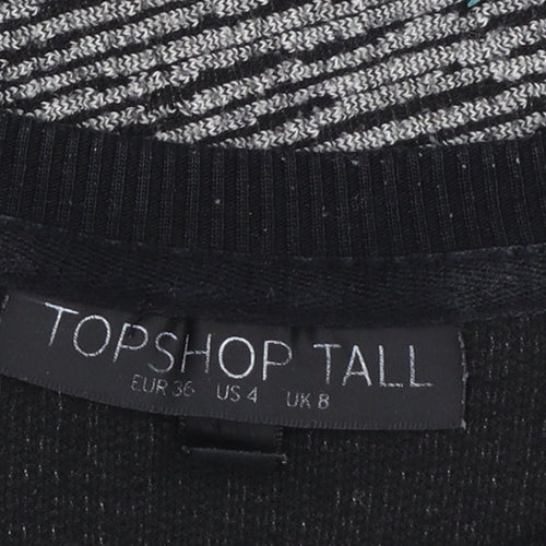 Topshop Tall Women's Grey Striped Tunic Top UK 8 3/4 Sleeve
