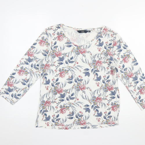 Isle Essentials Women's Multicoloured Floral Cotton 3/4 Sleeve T-Shirt Size 14-16
