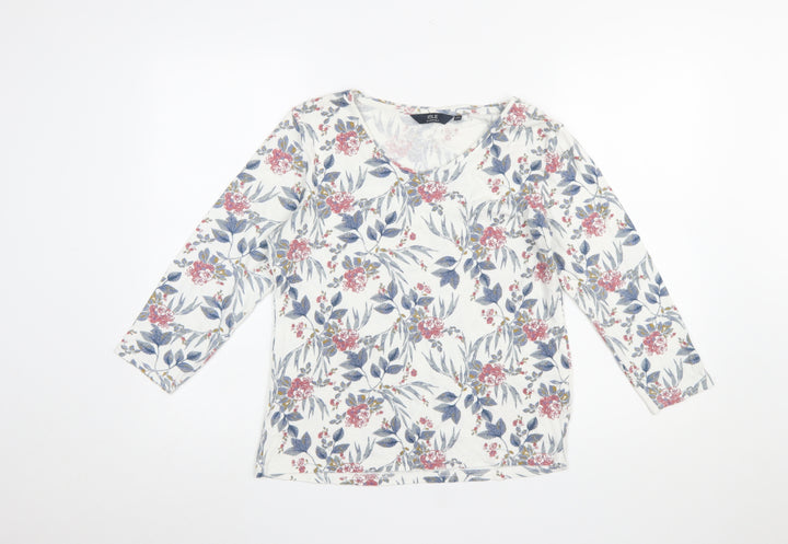 Isle Essentials Women's Multicoloured Floral Cotton 3/4 Sleeve T-Shirt Size 14-16