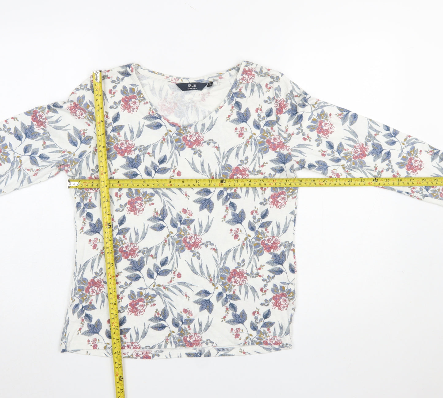 Isle Essentials Women's Multicoloured Floral Cotton 3/4 Sleeve T-Shirt Size 14-16