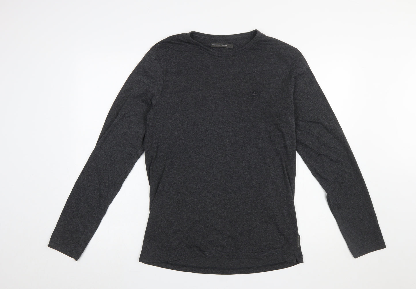 French Connection Men's Grey Long Sleeve Cotton T-Shirt L