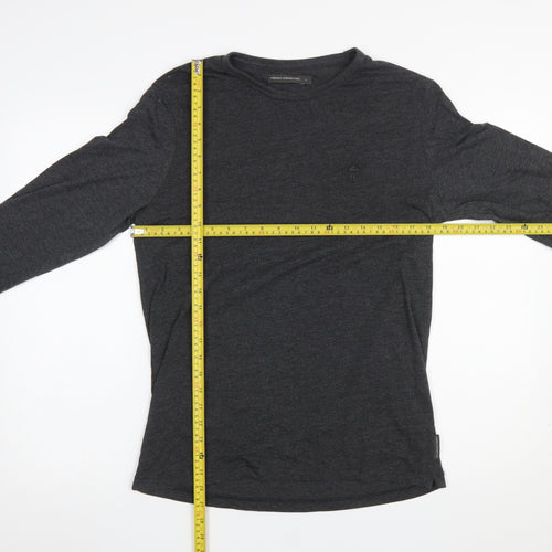 French Connection Men's Grey Long Sleeve Cotton T-Shirt L