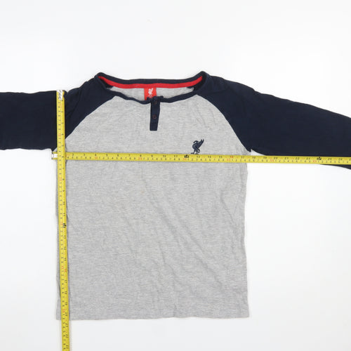 L.F.C. Boys Grey & Black Long Sleeve Henley Pyjama Top 11-12 Years