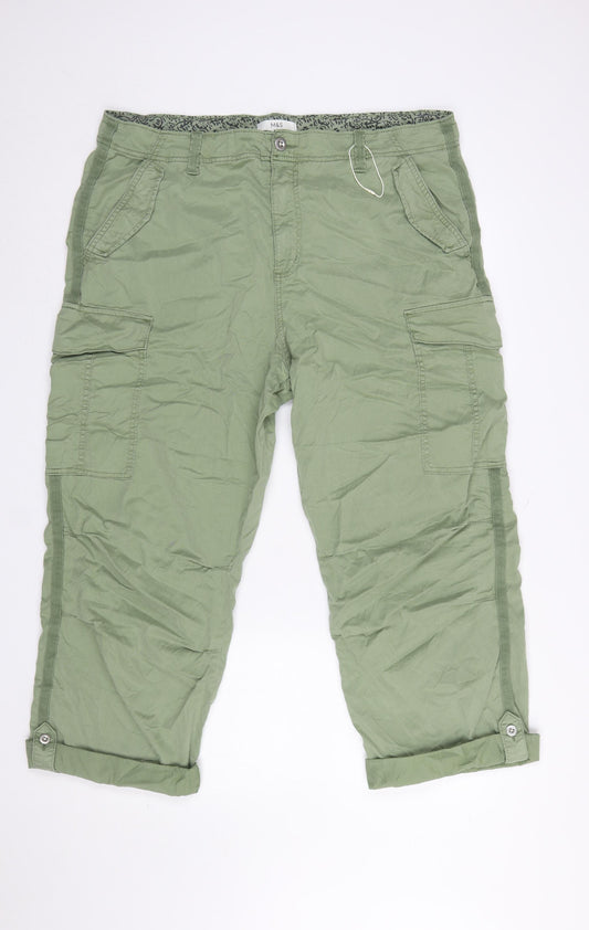 Marks and Spencer Women’s Green Cargo Trousers Size 20 Cotton Twill