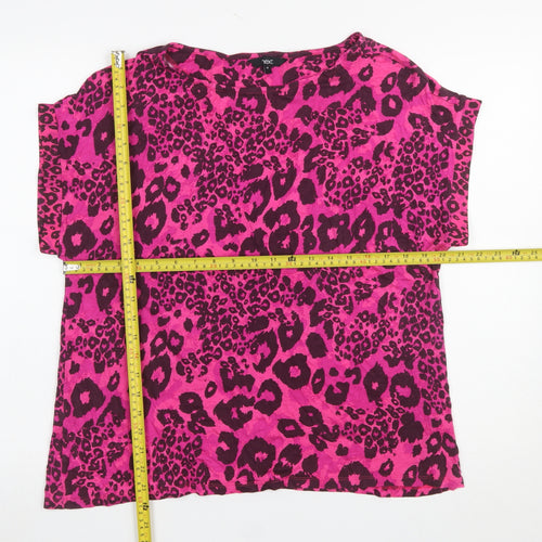 Next Women's Pink Leopard Print Relaxed Fit Short Sleeve T-Shirt Size 16