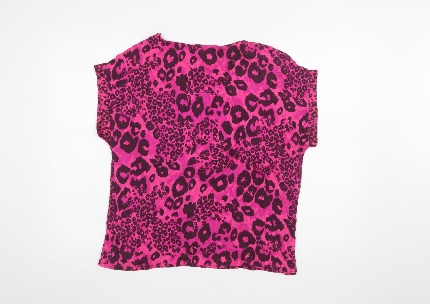 Next Women's Pink Leopard Print Relaxed Fit Short Sleeve T-Shirt Size 16
