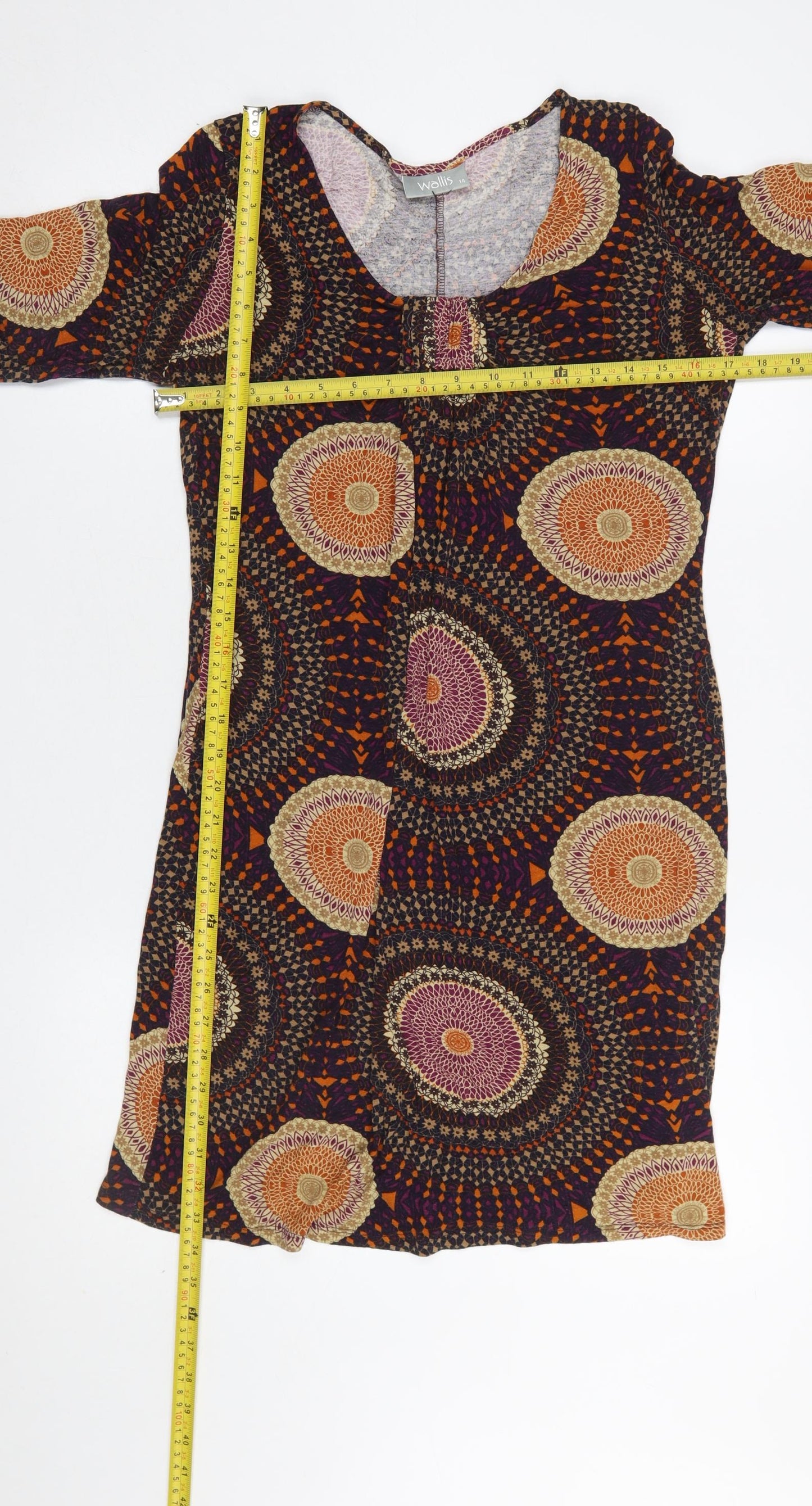 Wallis Women's Multicoloured Geometric Shift Dress Size 14