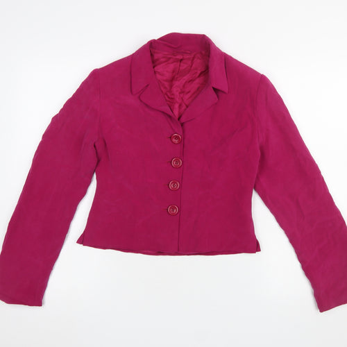 Hobbs Women's Fuchsia Silk Blazer Jacket Size 10 Single-Breasted