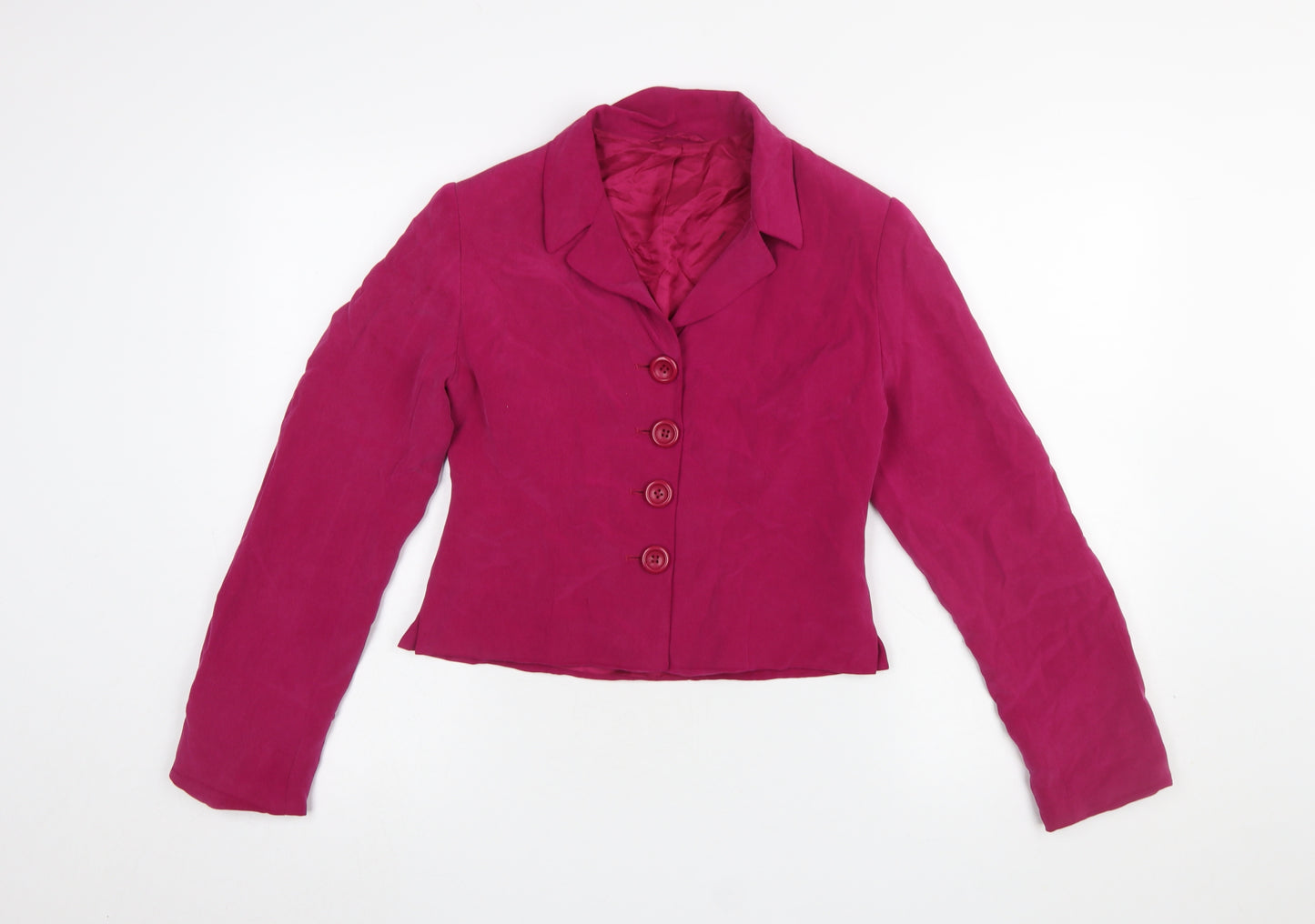 Hobbs Women's Fuchsia Silk Blazer Jacket Size 10 Single-Breasted