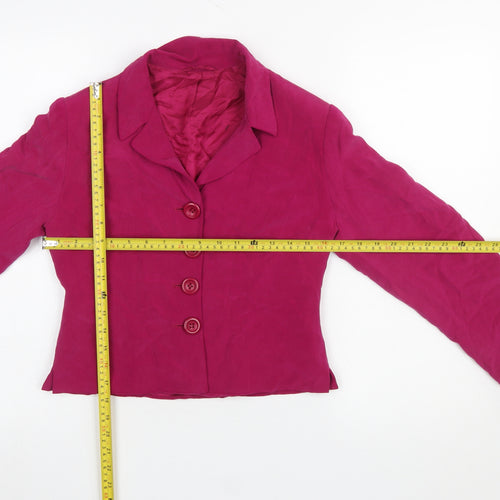 Hobbs Women's Fuchsia Silk Blazer Jacket Size 10 Single-Breasted