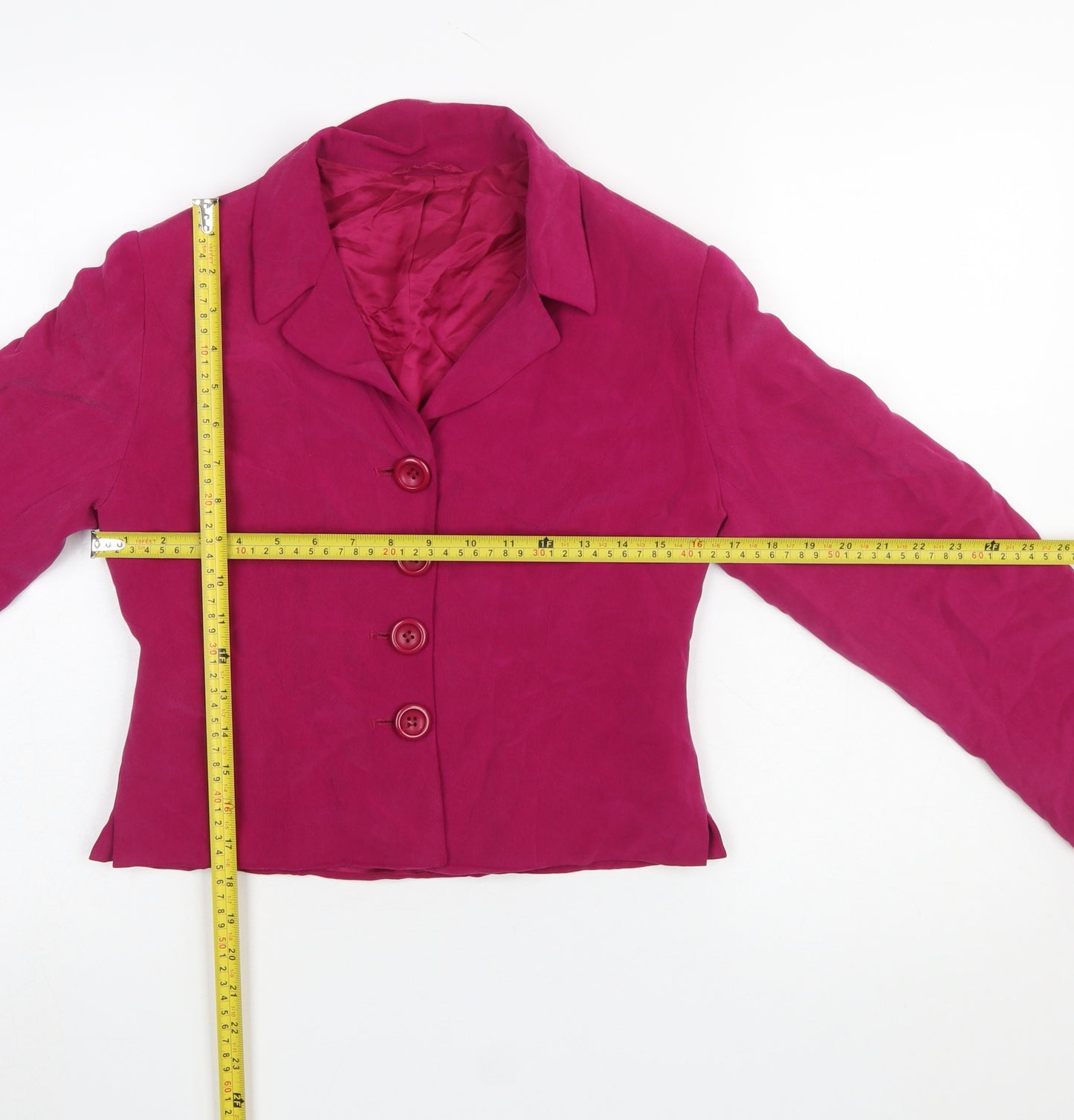 Hobbs Women's Fuchsia Silk Blazer Jacket Size 10 Single-Breasted