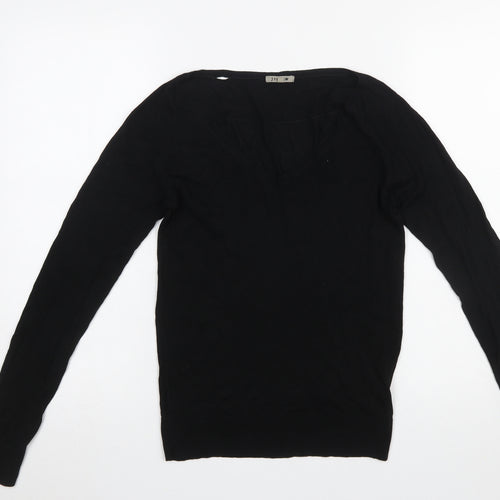Jigsaw Womens Black V-Neck Silk Blend Pullover Jumper XS