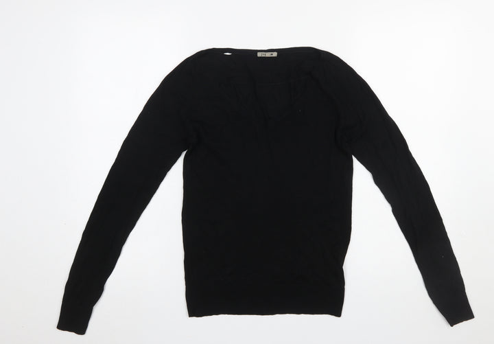 Jigsaw Womens Black V-Neck Silk Blend Pullover Jumper XS