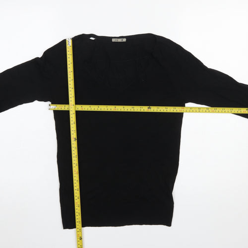 Jigsaw Womens Black V-Neck Silk Blend Pullover Jumper XS