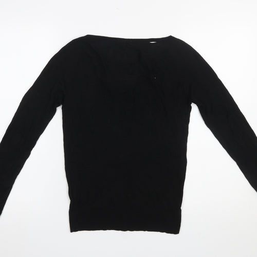 Jigsaw Womens Black V-Neck Silk Blend Pullover Jumper XS