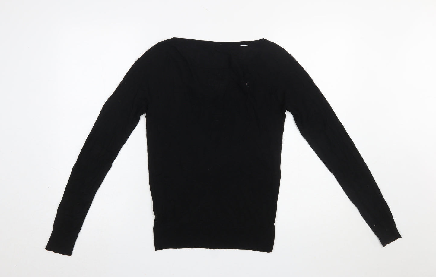 Jigsaw Womens Black V-Neck Silk Blend Pullover Jumper XS