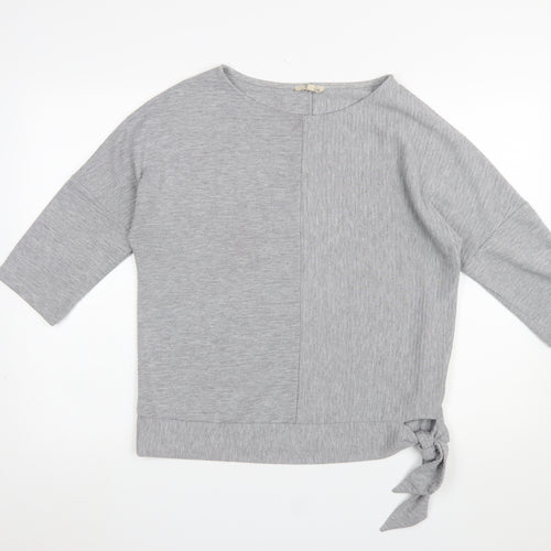 Phase Eight Women’s Grey Jersey Boat Neck 3/4 Sleeve Tie Blouse UK 14