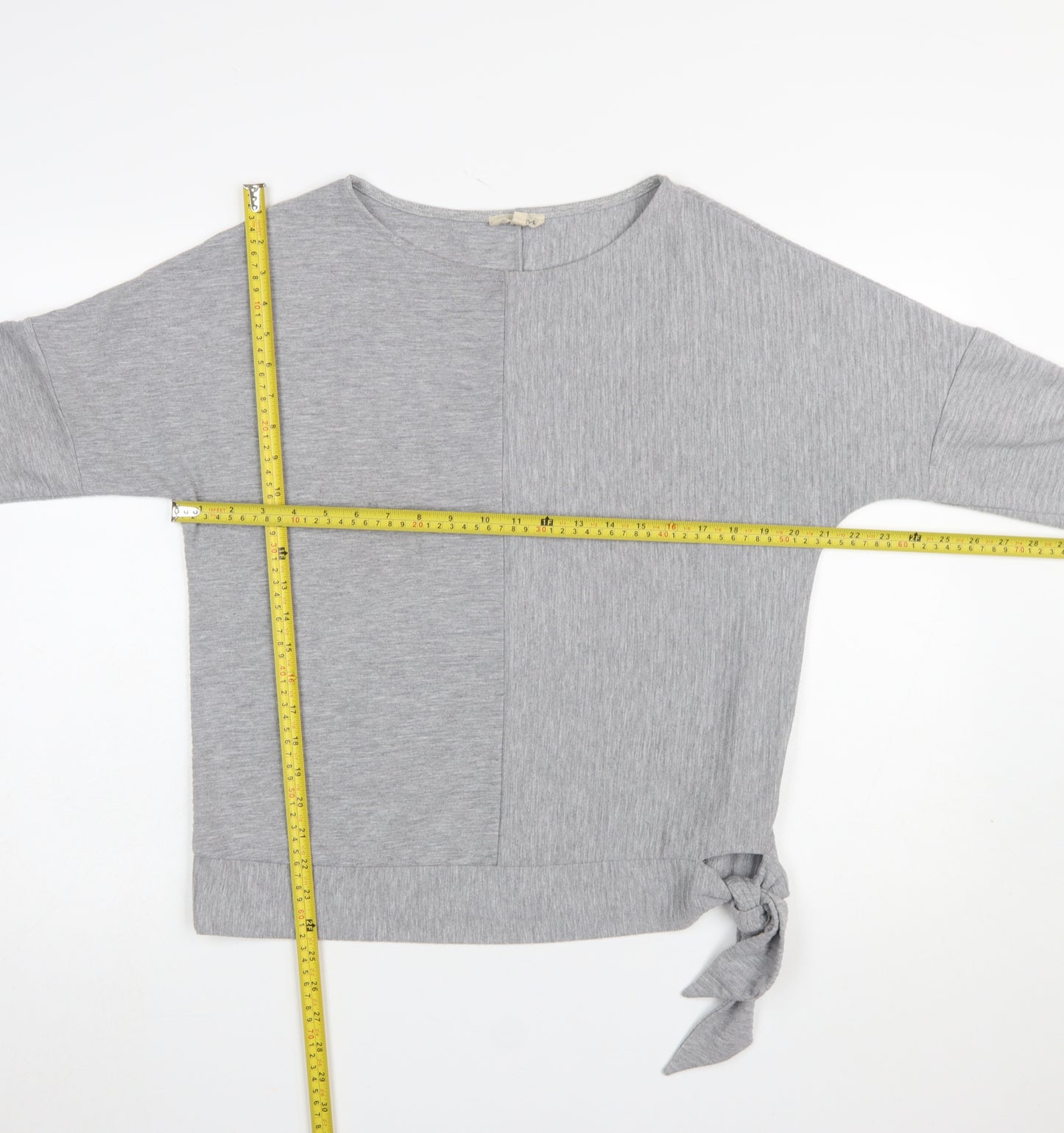 Phase Eight Women’s Grey Jersey Boat Neck 3/4 Sleeve Tie Blouse UK 14