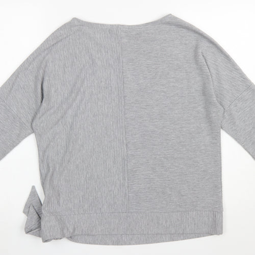 Phase Eight Women’s Grey Jersey Boat Neck 3/4 Sleeve Tie Blouse UK 14