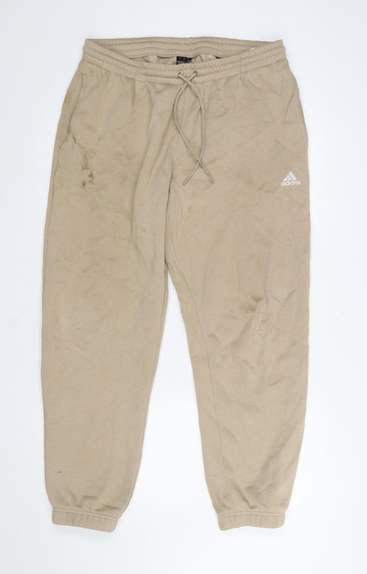 Adidas Womens Beige XL Jogger Sweatpants Cotton Blend Loungewear